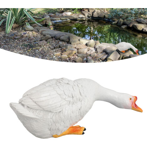 Statue de Jardin Figurine Résine Goose Décoratif pour Piscine Jardin Pelouse Yard Décoration Extérieure Drôle Cadeau de Bienvenue Sit & Look [Lifelike Animal Sculpture]