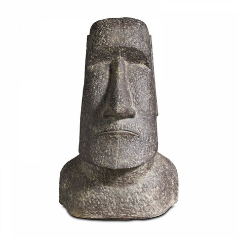 Statue de jardin île de pâques en pierre naturelle gris - Gris