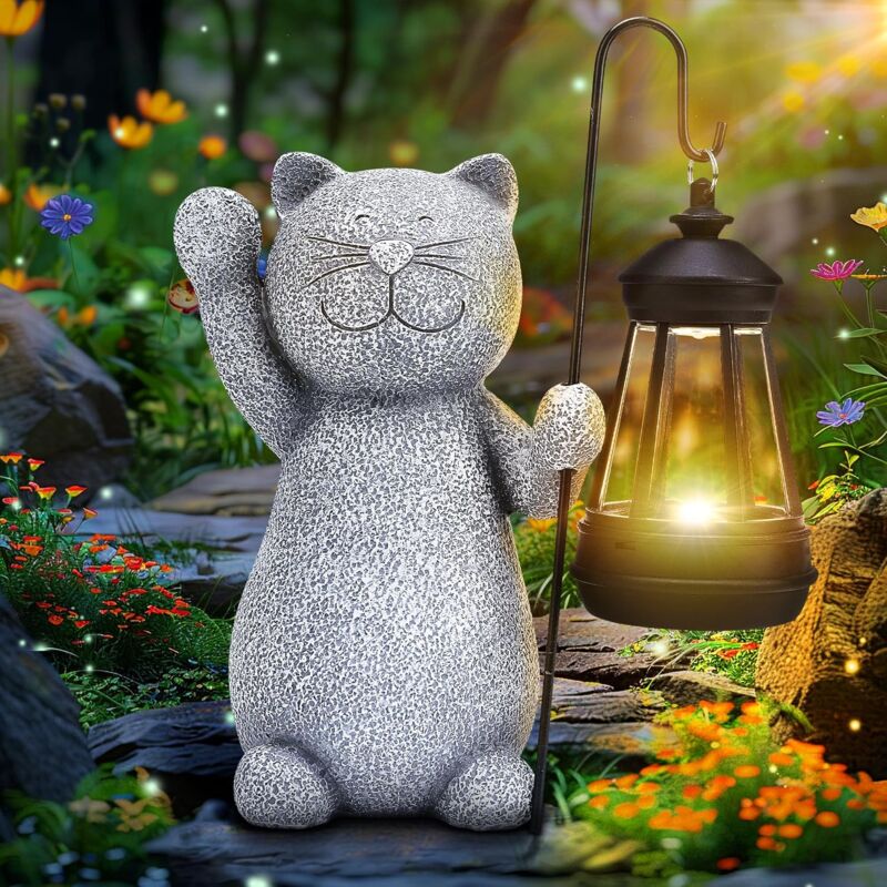 Statue de jardin, lampe solaire, décoration d'extérieur, éléphant, idée cadeau pour maman, femme, homme, anniversaire, maison, balcon, terrasse,