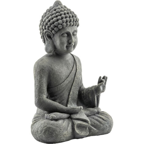 Statue de Jardin, Sculpture de Bouddha Assis en Oxyde de Magnésium, Décoration Spirituelle 32 x 23 x 51 cm, Gris Foncé