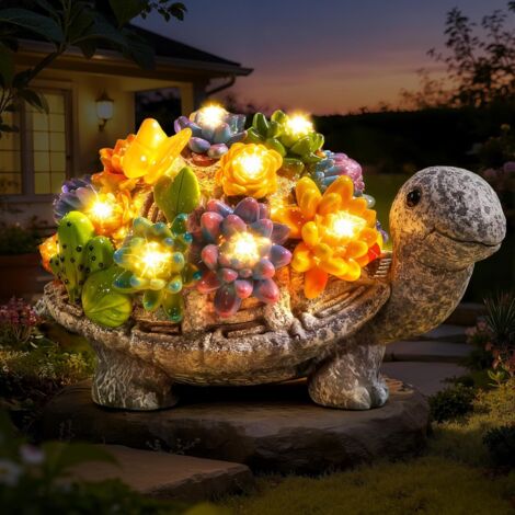 Statue de jardin solaire résistante aux intempéries - Charmante décoration de jardin pour l'extérieur et le balcon - Décoration de jardin et balcon avec 8 LED