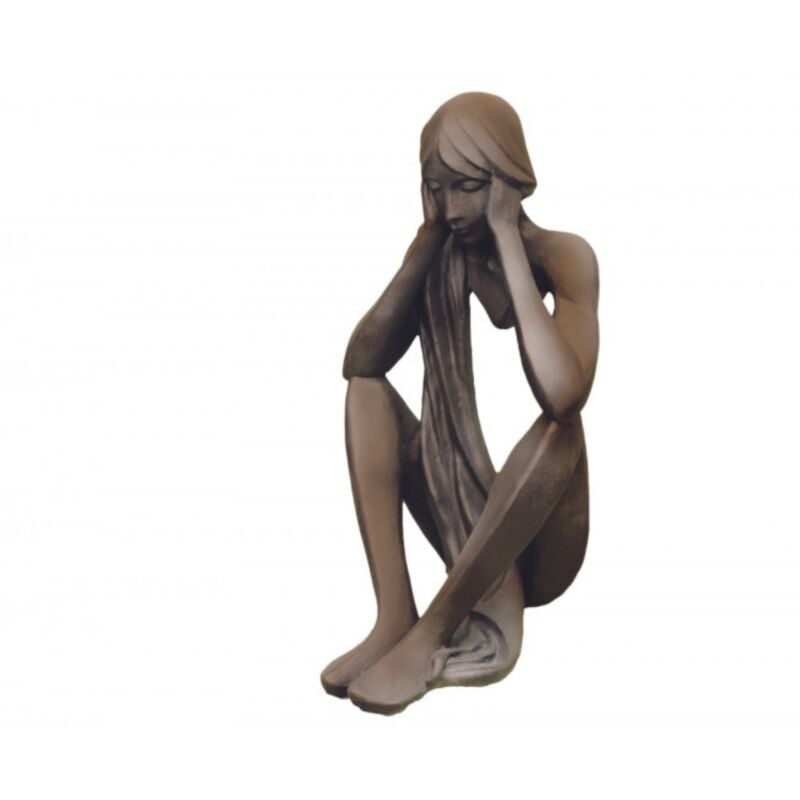 Jardinex - Statue de jardin Tristan assis effet demi rouille - Rouille 86 cm