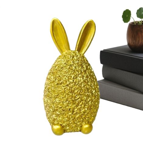Statue de lapin  Adorable figurine de collection de printemps, statue d'œuf de lapin, décoration de Pâques, pour chevet, bibliothèque, cheminée, rebord de fenêtre, table à manger, fête, mariage