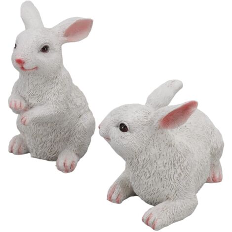 Statue de Lapin, Décoration de Lapin, 1 Paire D'ornements de Lapin Décorations Résine Art Artisanat Modèle Animal Sculpture Statue Figurine pour Balcon Jardin