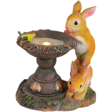 Statue de lapin solaire créative d'extérieur en résine, ornement décoratif pour lampe de jardin ou de balcon, statue d'animal