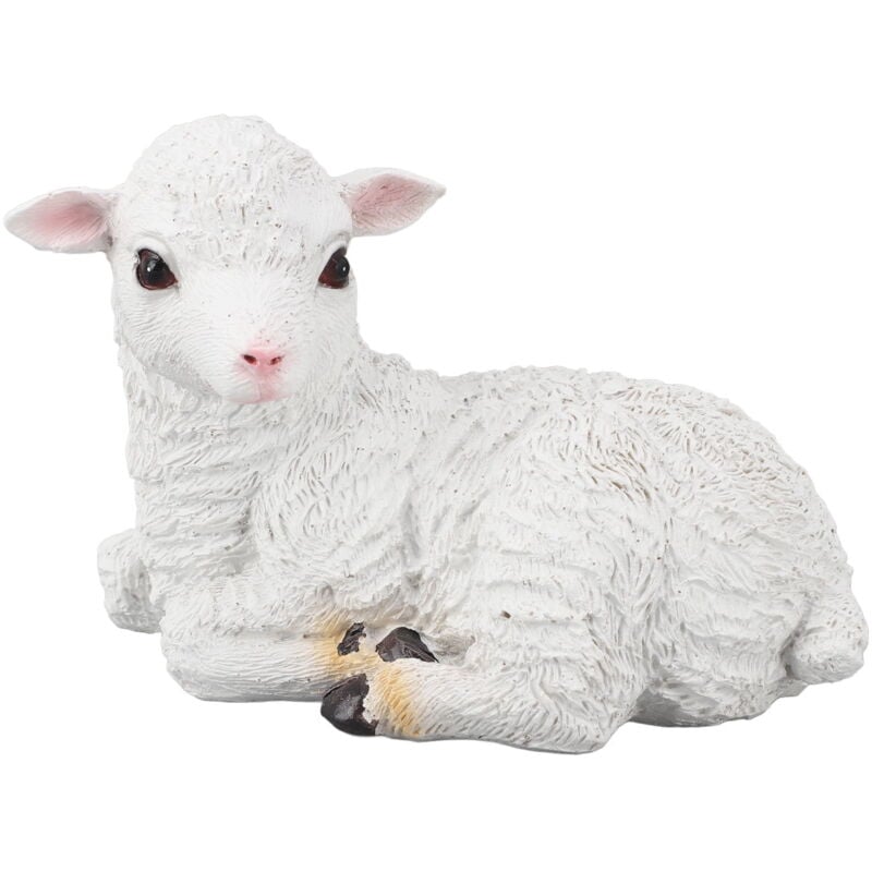 Statue de mouton faite à la main en forme d'agneau réaliste, sculpture de jardin en résine pour décoration intérieure et extérieure