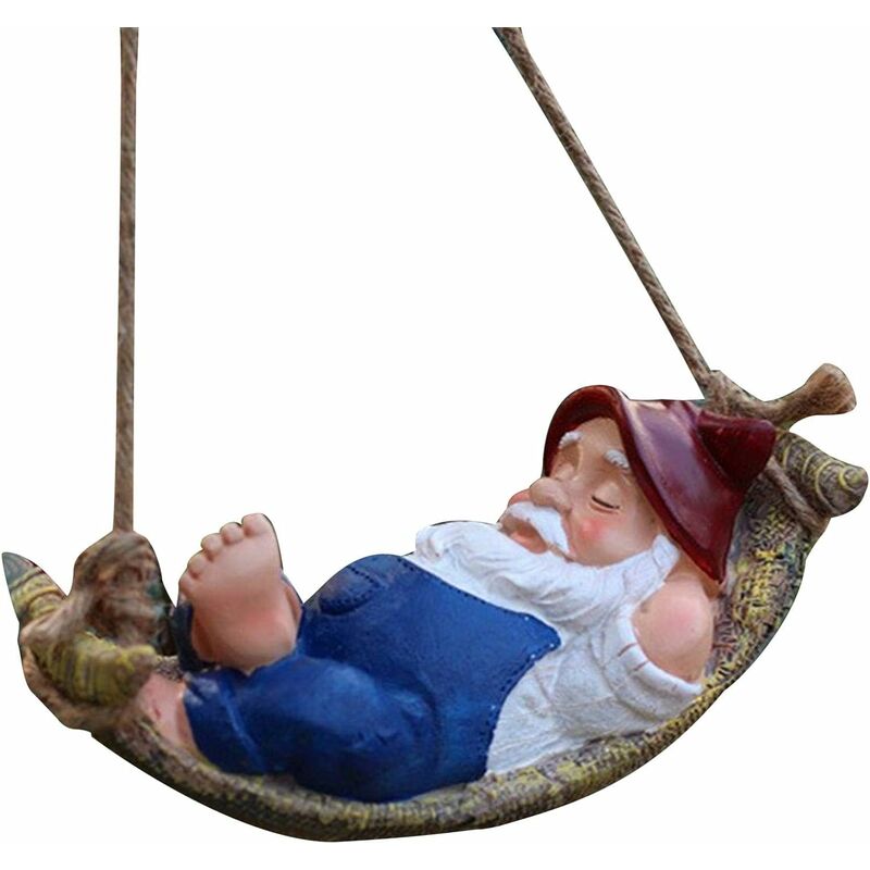 Abcrital - Statue De Nain De Jardin Figurine De GNOME en Résine Ornements De Jardin Pendentif GNOME Swing Décorations pour Les Décorations De Pelouse