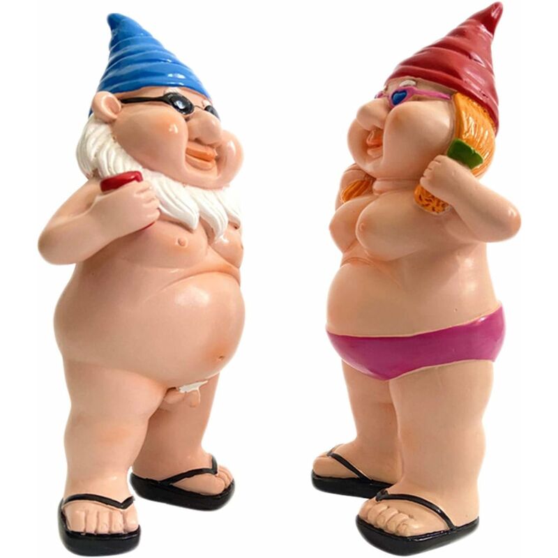 Abcrital - Statue de Nain de Jardin Nu en résine d'extérieur drôle de 15 cm, Nains de Jardin coquins pour décorations de Jardin intérieur ou extérieur