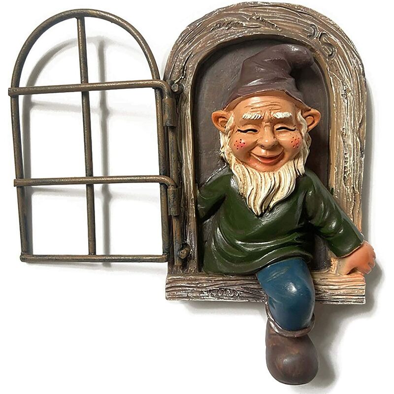Abcrital - Statue de nain de jardin résistant aux intempéries, figurine ornements de nains de jardin drôles pour la décoration de cour de Noël