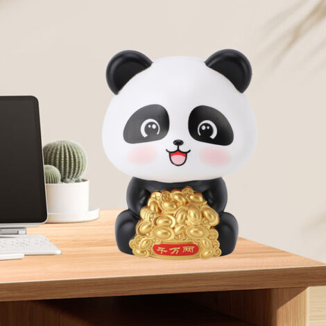 Statue de Panda Solaire Ornement pour Fortune et Joie Figurine Panda Nodding de Luxe ABS 85mm