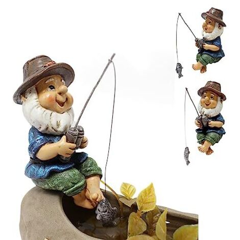 Statue de Pêche,Figurines Jardin Pêche Ornement,Statue de Nain de Pêche en Résine, Décoration pour Plein Air Jardin Cour Pelouse