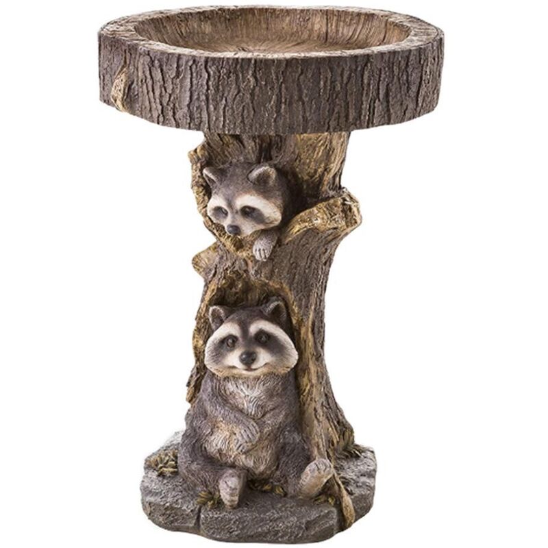 Statue de raton laveur en résine, ornement de pot d'oiseau de jardin rustique en résine pour décoration de jardin extérieur