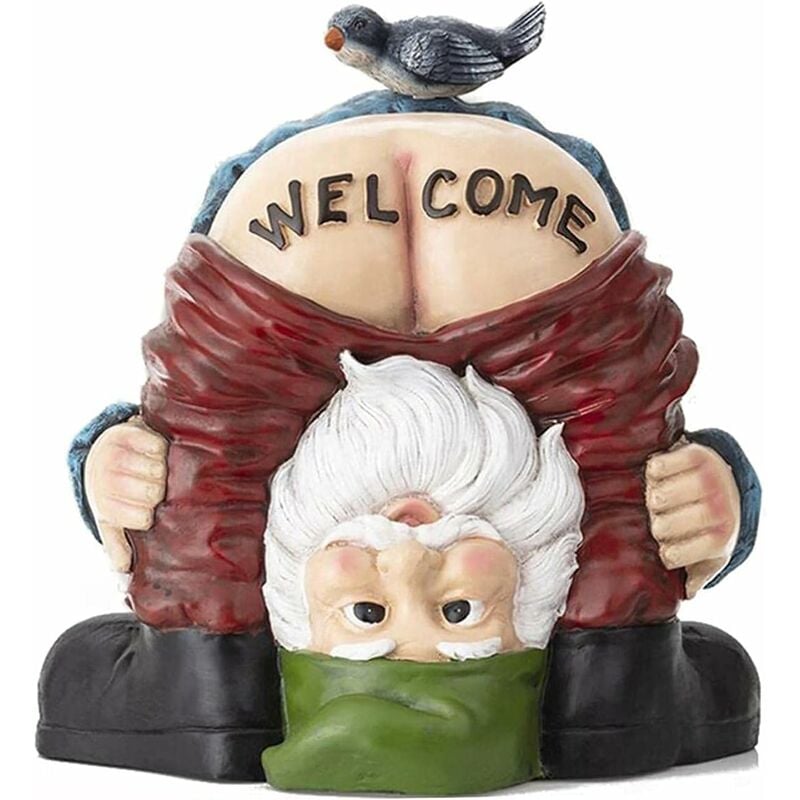 Abcrital - Statue De Résine Nain De Jardin, Décoration Coquine en Résine étanche, Nain Cul Nu De Gnome De Bienvenue De Figurines Drôles De Résine De