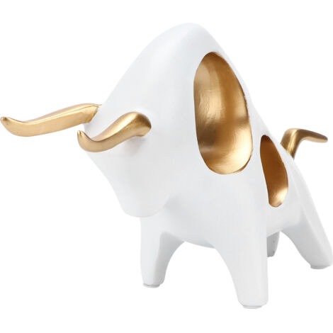 Statue de Taureau en Résine Synthétique, Sculpture Animale Dorée à la Main pour Décor de Bureau, Salon ou Table