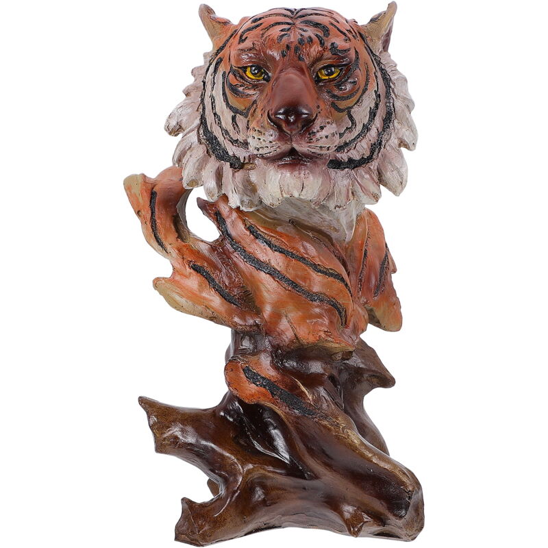 Feiyue - Statue de tête de tigre Statue de tête de tigre en résine Figurine de tête de tigre créative Sculpture de tête d'animal sauvage