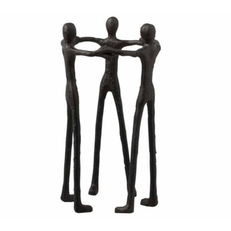 Statue Déco "3 Personnes en Cercle" 36cm Noir