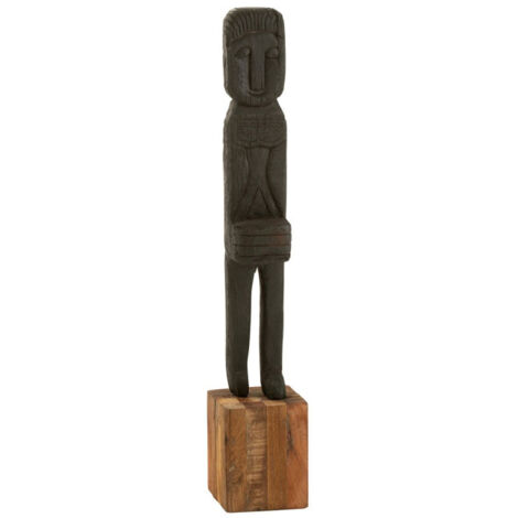 Statue Déco en Bois "Boro" 115cm Noir