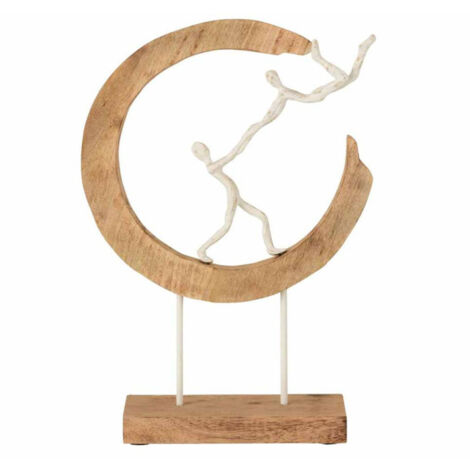 Statue Déco en Bois "Couple" 46cm Naturel