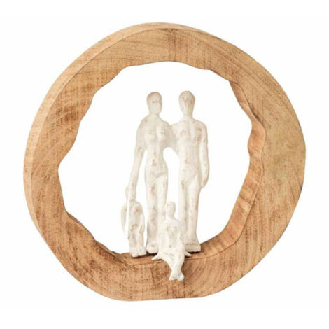 Statue Déco en Bois "Famille" 29cm Naturel