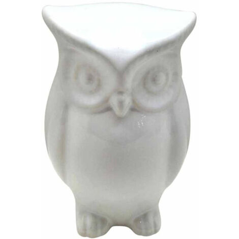 Statue Déco en Céramique "Jolie Chouette" 15cm Blanc