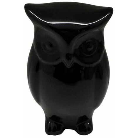 Statue Déco en Céramique "Jolie Chouette" 15cm Noir