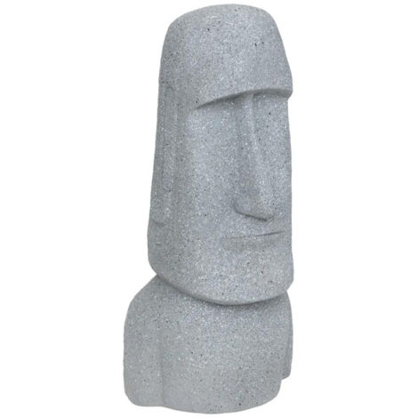 Statue Déco Extérieure "Moaï" 82cm Gris