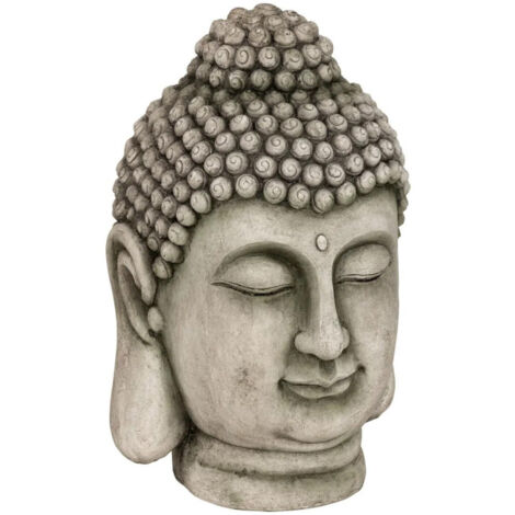 Statue Déco Extérieure "Tête de Bouddha" 60cm Gris