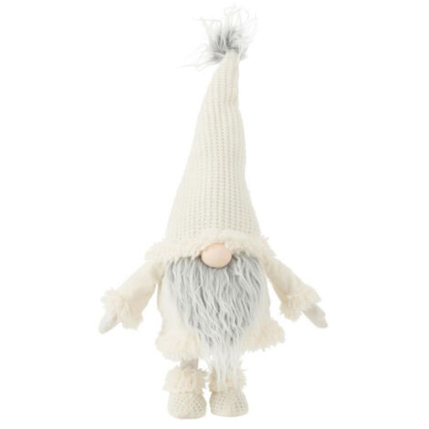 Statue Déco Lutin "Barbe" 59cm Blanc & Gris