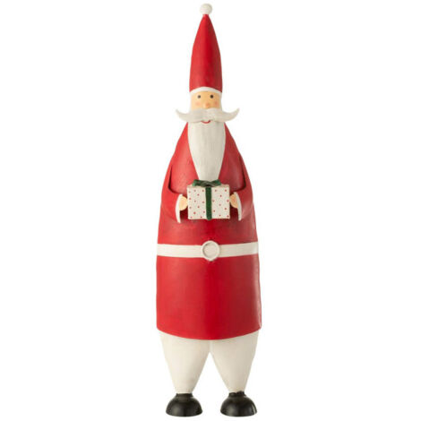 Statue Déco Père Noël "Cadeau" 61cm Rouge