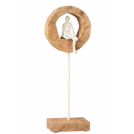 Statue Déco "Personnage qui Pense" 48cm Naturel