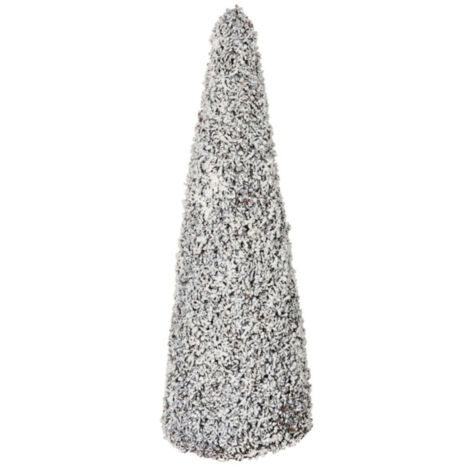 Statue Déco "Sapin Enneigé" 65cm Blanc & Marron