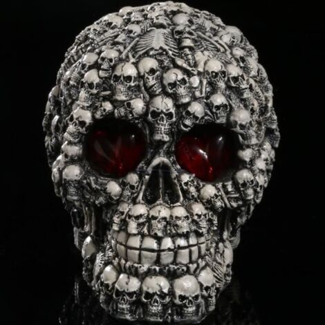 Statue deco,Figurines tête de crâne en résine, yeux LED, crâne de démon, décoration de maison, cadeau d'halloween - Type 1