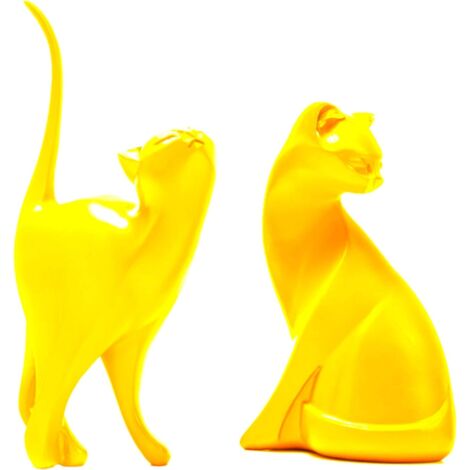 Statue Décoration Intérieure Animaux Chaton Sculpture Abstraite Résine Or, Accessoires Modernes Cadeaux Amoureux Chats