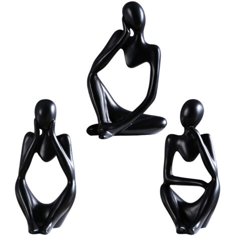 【Statue décoration résine】 【Bohème】 【Set de 3 penseurs】 【Gold】 Statue d'art abstrait, résine dorée, 13x8 cm et 12x6 cm, 110 g, cadeau philosophique pour maison, bureau, Noël, anniversaire.