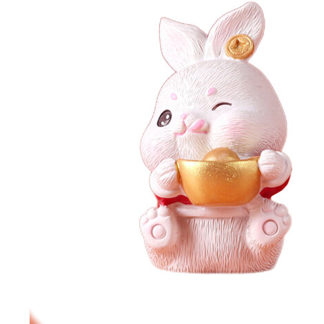 Statue Décorative Lapin Nouvelle Année en Résine de 5 à 7 cm, Ornement Porte-Bonheur pour Voiture ou Maison
