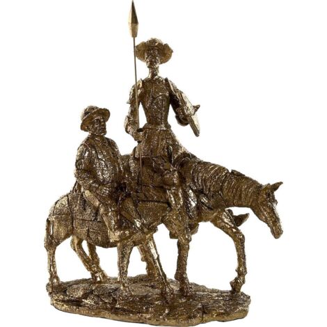 statue décorative quixote dorée en résine style traditionnel - doré effet métal raffiné