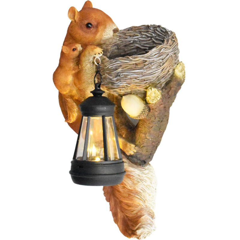 Statue d'écureuil solaire, décoration de jardin, 30 x 15 cm, figurine animale exquise, design authentique résistant aux intempéries, éclairage LED