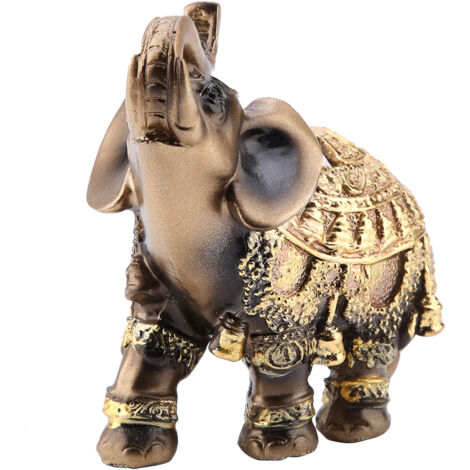 Statue d'Éléphant Doré Feng Shui Porte-Bonheur, Décoration d'Intérieur Cadeau Prospérité