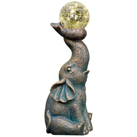 Statue d'éléphant solaire : Sculpture décorative pour jardin ---