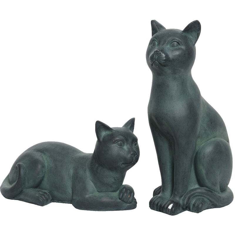 Iperbriko - Statue d'extérieur en chats anciens en polymagnésium vert