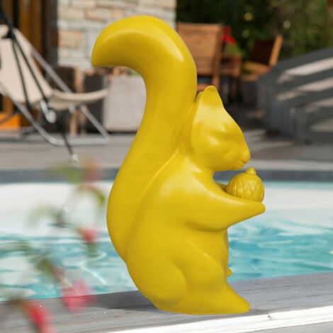 Statue écureuil de jardin jaune 64 cm