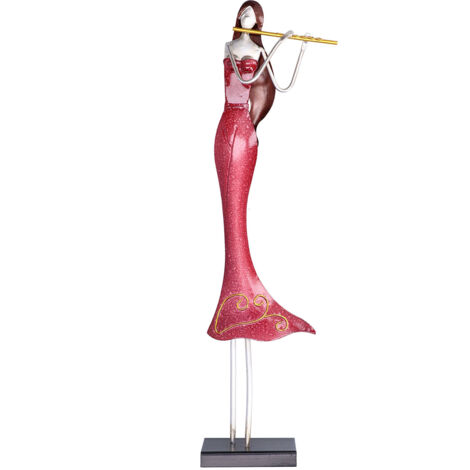 Statue eines jungen Flötistenmädchens, Musikerfigur für Büro- oder Wohndekoration, Geschenk für Musikliebhaber