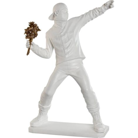 Statue élégante blanche et dorée pour déco originale - Blanc avec accents dorés