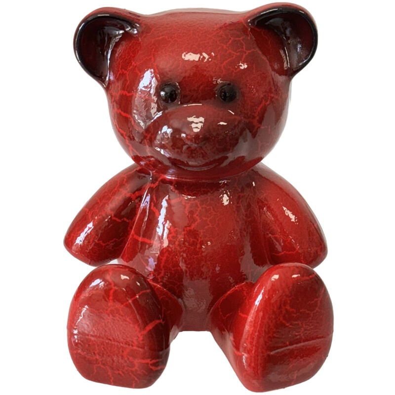 Sans Marque - Statue en céramique ourson rouge 23 cm