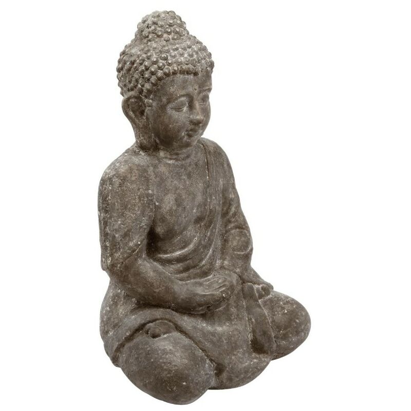 Atmosphera - Statue en Ciment Bouddha Assis 46cm Gris