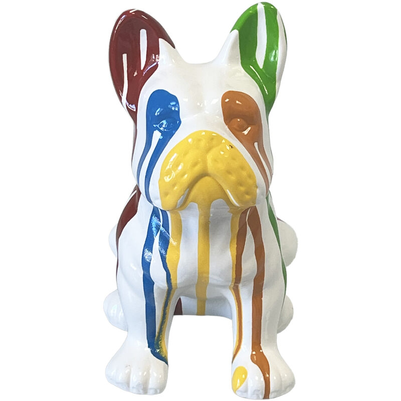 Statue en céramique bouledogue Français assis blanc