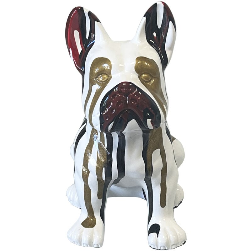 Statue en céramique bouledogue Français assis blanc