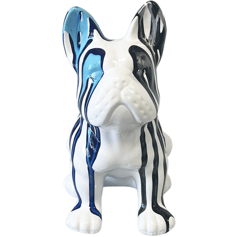 Statue en céramique bouledogue Français assis blanc