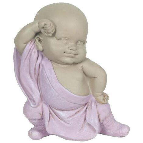 Statue en Résine Petit moine en Robe Rose