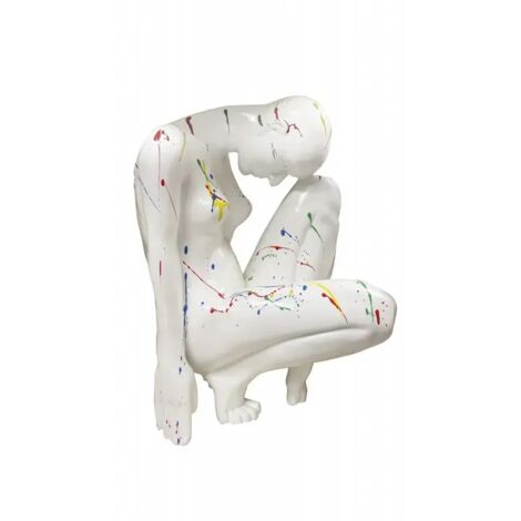 Statue femme accroupie avec jets de peintures 43 cm - WONDER